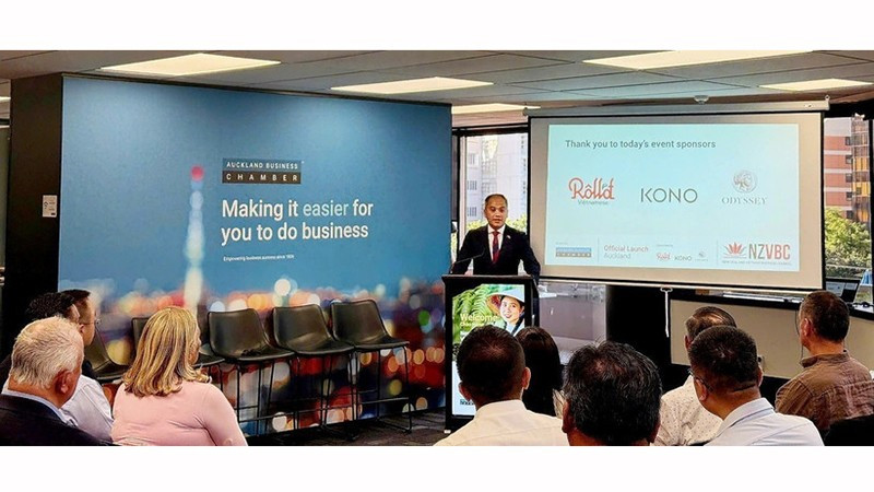 Посол Вьетнама в Новой Зеландии Фан Минь Зянг выступает на церемонии открытия Делового совета Новая Зеландия – Вьетнам (NZVBC). Фото: ВИА