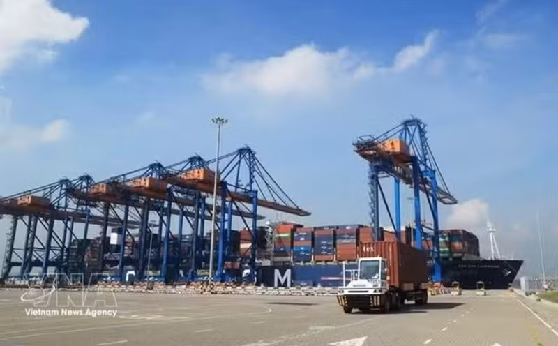 Контейнеры перегружаются в международном терминале Каймеп. Фото: ВИА