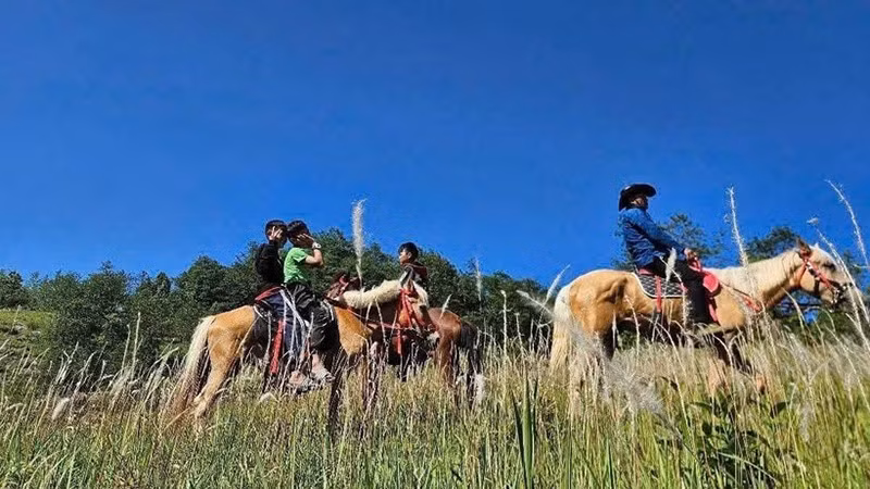 Туристы участвуют в конной прогулке по Лунгку (провинция Туенкуанг). Фото: ВИА