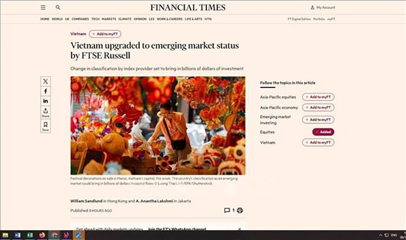 Статья опубликована на сайте газеты «Financial Times» 8 октября. Фото: ВИА