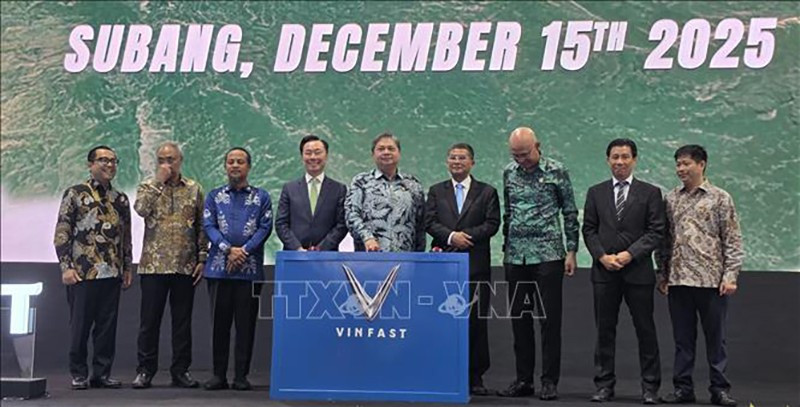Делегаты нажимают кнопку в знак введения завода в коммерческую эксплуатацию. Фото: ВИА