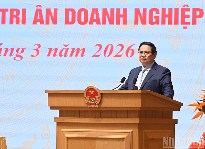 Премьер-министр Фам Минь Тьинь выступает на конференции. Фото: Чан Хай