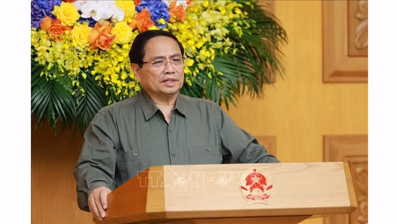 Премьер-министр Фам Минь Тьинь выступает на заседании. Фото: ВИА