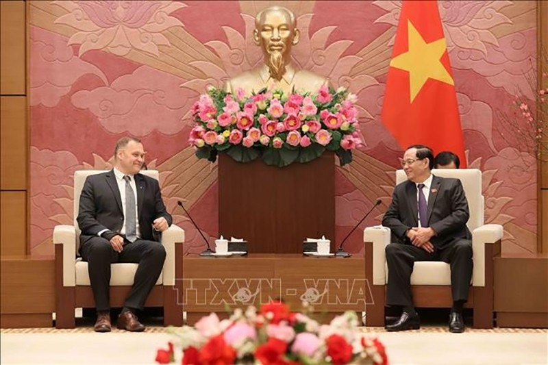 Заместитель Председателя НС Чан Куанг Фыонг принимает председателя Комитета по национальной безопасности Национального собрания Венгрии Золтана Шаша. Фото: ВИА