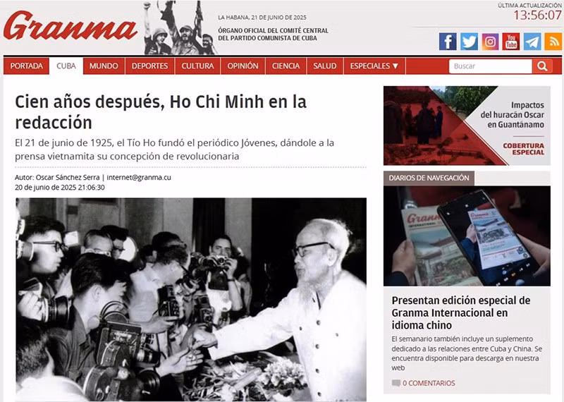 Статья, опубликованная на сайте газеты «Гранма». Фото с экрана