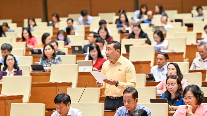 Депутат НС выступает в зале в первой половине дня 23 июня. Фото: Зюи Линь