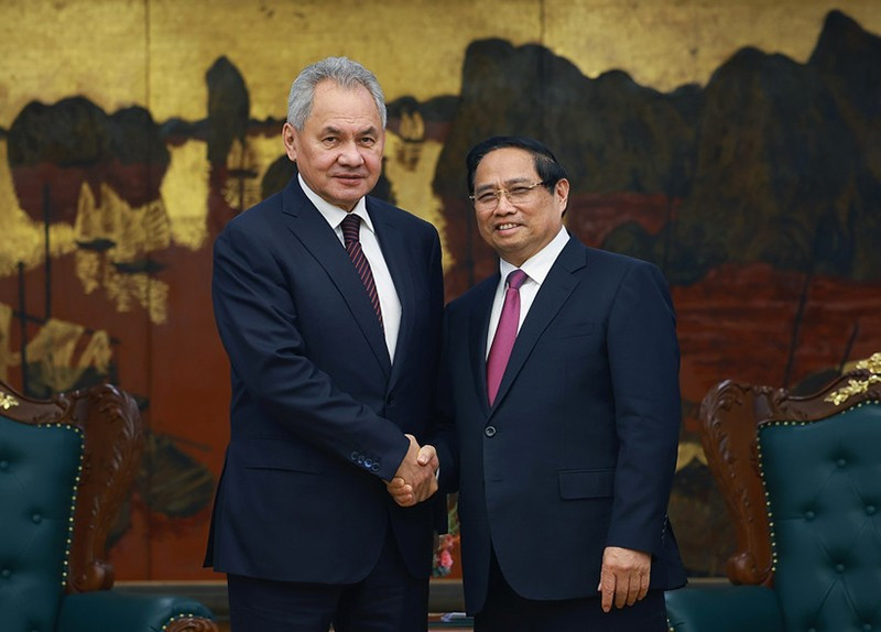 Премьер-министр Фам Минь Тьинь принимает генерала армии Сергея Шойгу, Секретаря Совета безопасности Российской Федерации. Фото: ВИА