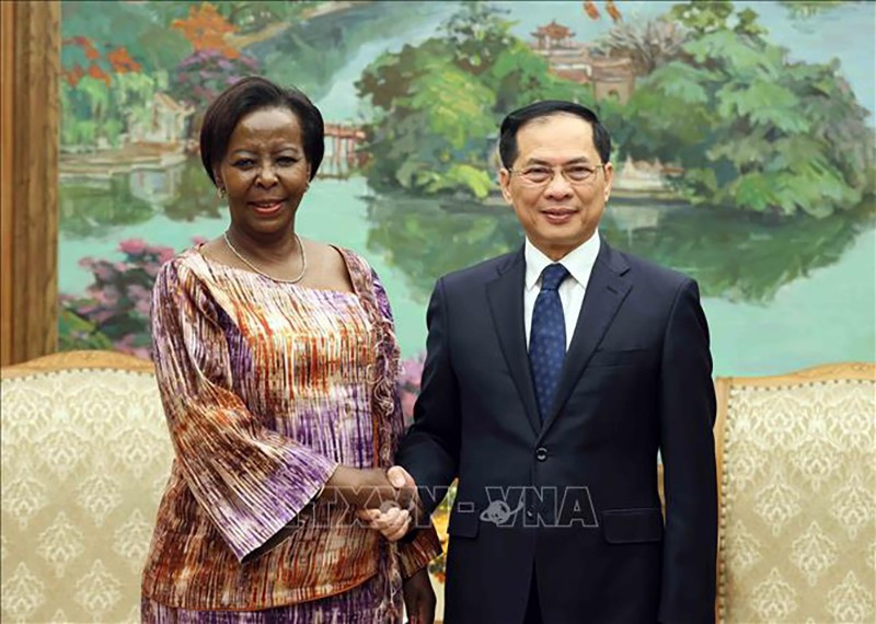 Заместитель Премьер-министра Буй Тхань Шон принимает Генерального секретаря OIF Луиз Мушикивабо. Фото: ВИА