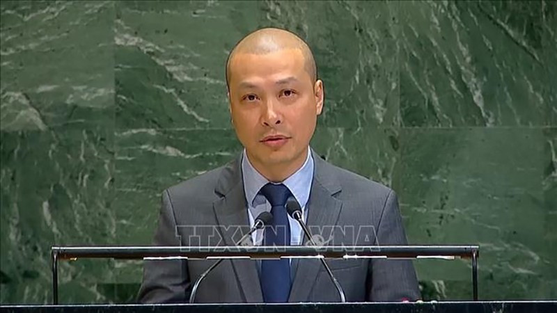 Посланник Нгуен Хоанг Нгуен выступает на заседании. Фото: ВИА