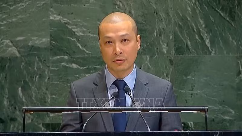 Посланник Нгуен Хоанг Нгуен выступает на заседании. Фото: ВИА