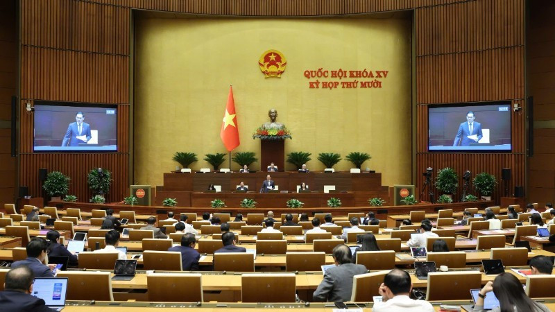 НС обсуждает в зале проект Закона об электронной коммерции. Фото: Зюи Линь