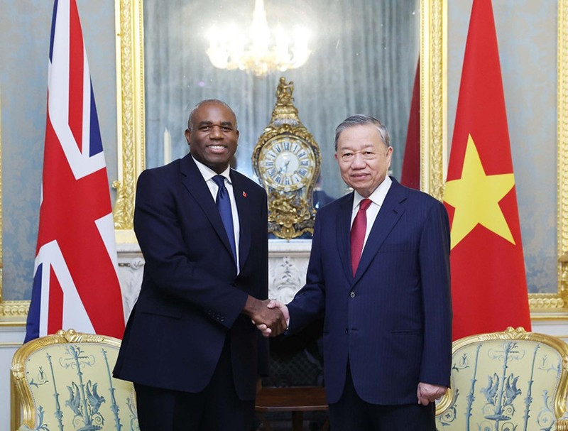 Генеральный секретарь ЦК КПВ То Лам встречается с заместителем премьер-министра Великобритании Дэвидом Лэмми. Фото: ВИА