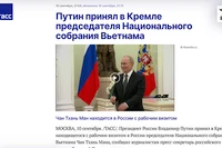 ТАСС освещает встречу Председателя НС Чан Тхань Мана с Президентом России Владимиром Путиным.