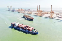 Крупнотоннажные грузовые суда покидают порт. Фото: Ву Фам Куан 