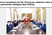 Газета Agenzia Stampa Italia опубликовала статью «Президент Во Ван Тхыонг посетит Италию в связи с 10-й годовщиной установления отношений стратегического партнерства между Италией и Вьетнамом».
