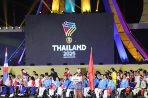 Делегация вьетнамских спортсменов с ограниченными возможностями на церемонии открытия. (Фото: ВИА)