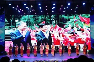 Творческий номер, прославляющий особые отношения между Вьетнамом и Лаосом. (Фото: ВИА)