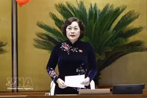 Заместитель Председателя Национального собрания Нгуен Тхи Хонг выступает на рабочем заседании Национального собрания 21 апреля. (Фото: ВИА)