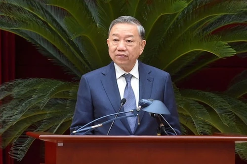 Генеральный секретарь ЦК КПВ То Лам выступает на конференции. Фото: Данг Кхоа