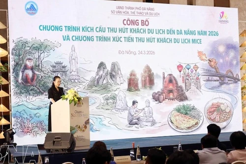 Заместитель директора Департамента культуры, спорта и туризма Дананга Нгуен Тхи Хоай Ан выступает на мероприятии. Фото: ВИА