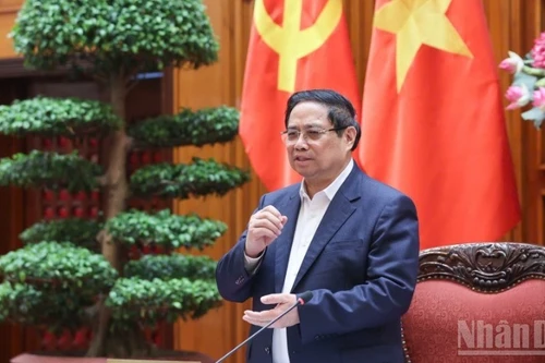 Премьер-министр Фам Минь Тьинь выступает на заседании. Фото: Чан Хай