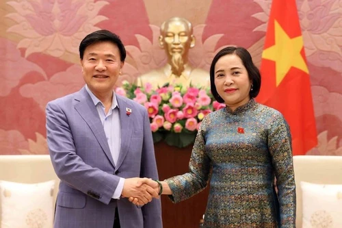 Заместитель председателя НС Нгуен Тхи Тхань и Председатель Консультативного комитета НС Республики Корея по вопросам этики Ким Хак Мин. Фото: ВИА