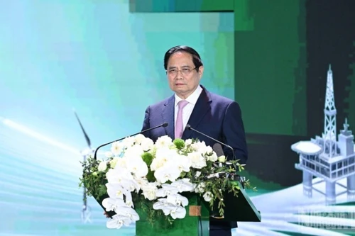 Премьер-министр Фам Минь Тьинь выступает на конференции. Фото: Чан Хай
