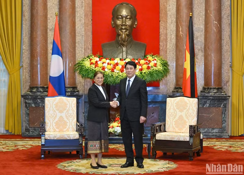 Президент Лыонг Кыонг принимает Вице-президента Лаоса Пани Ятхоту.