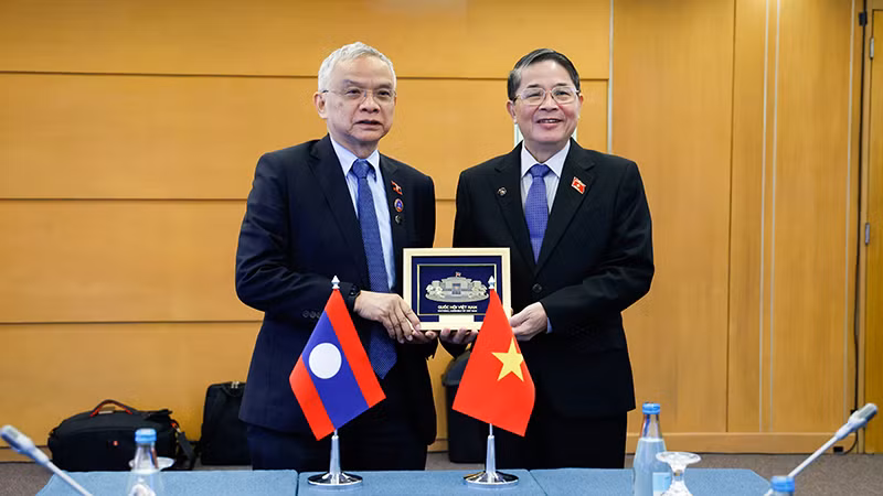 Зампредседателя НС Нгуен Дык Хай и Зампредседателя Национальной ассамблеи Лаоса Соммад Фолсена. Фото: ВИА