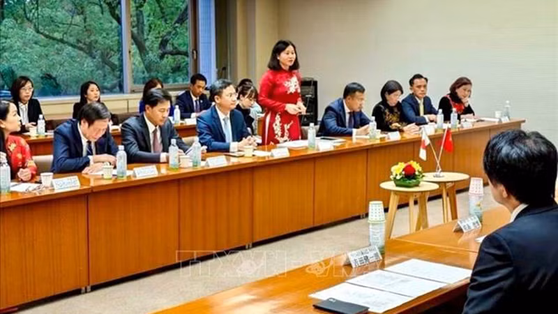 Делегация города Ханоя работает с руководителями префектуры Фукуока. Фото: ВИА