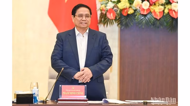 Премьер-министр Фам Минь Тьинь выступает на конференции. Фото: Зюи Линь