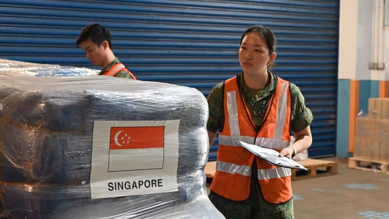 Гуманитарные товары от Правительства Сингапура в помощь Вьетнаму. Фото: ВИА