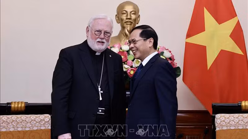 Министр иностранных дел Буй Тхань Шон принимает Секретаря Святого Престола по отношениям с государствами, архиепископа Пола Ричарда Галлахера. Фото: ВИА