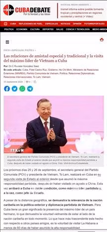 Статья о вьетнамско-кубинских отношениях, недавно опубликованная в электронной газете «CubaDebate». Фото: ВИА
