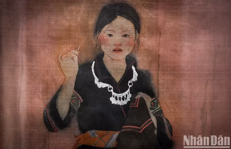 Работа «Вышивка весеннего платья» молодого автора Зыонг Дык Тхиня, получившая поощрительный приз.