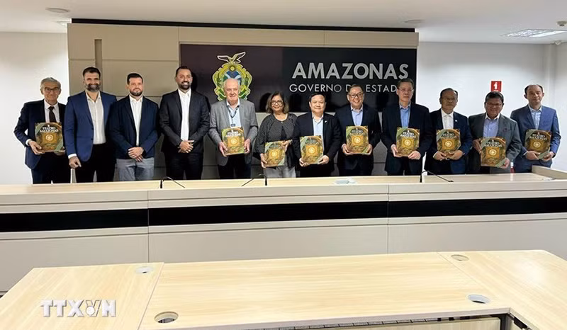 Члены Комитета АСЕАН на рабочей встрече с Губернатором штата Амазонас Уилсоном Мирандой Лимой. Фото: ВИА