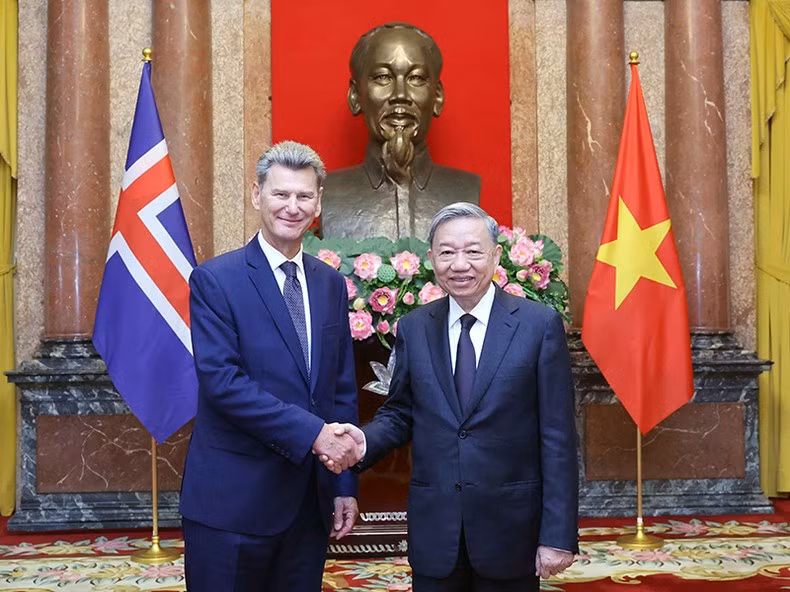 Президент То Лам принимает верительные грамоты Посла Исландии Торира Исбена. Фото: ВИА