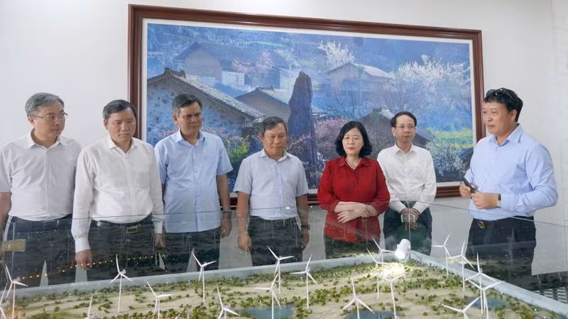 Товарищ Буй Тхи Минь Хоай и рабочая делегация посещают кластер ветряных электростанций B&T.