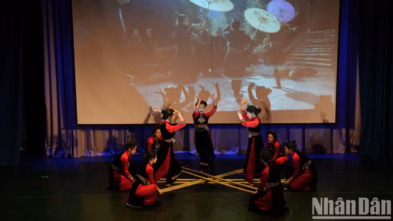 Бамбук используется в выступлениях. Фото: Суан Хынг