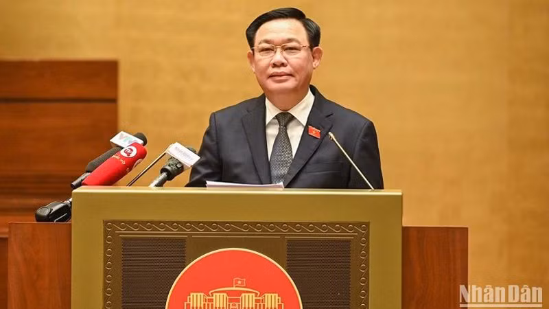 Председатель НС Выонг Динь Хюэ выступает на форуме. Фото: Зюи Линь