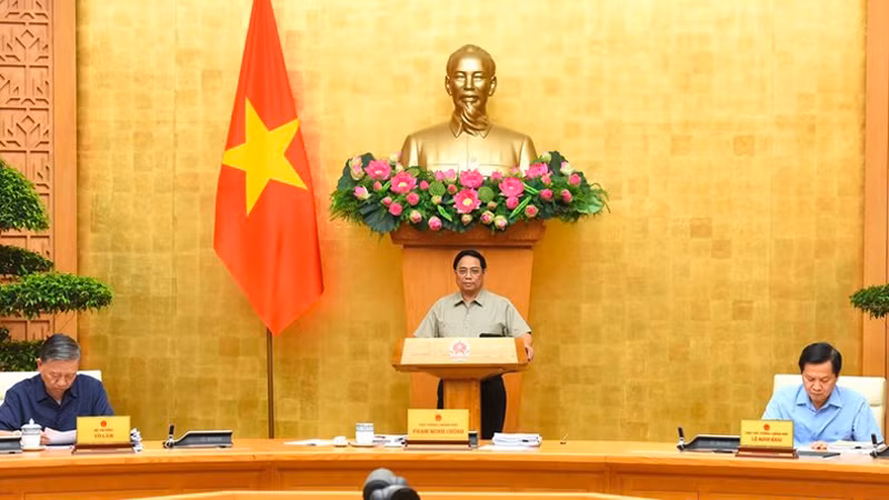Премьер-министр Фам Минь Тьинь выступает на заседании. Фото: Чан Хай