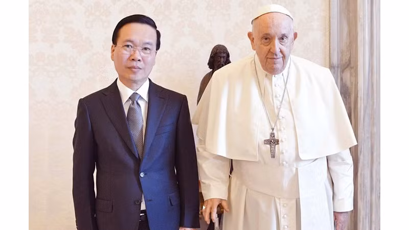 Президент Во Ван Тхыонг и Папа Римский Франциск. Фото: ВИА
