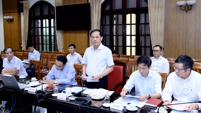 Глава МИД Вьетнама Буй Тхань Шон выступает с речью. Фото: МИД Вьетнама