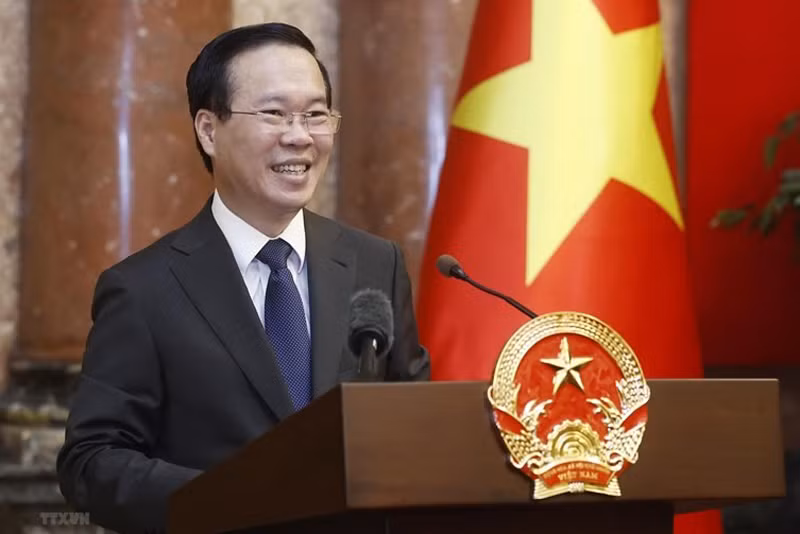 Президент Во Ван Тхыонг выступает с речью. Фото: ВИА