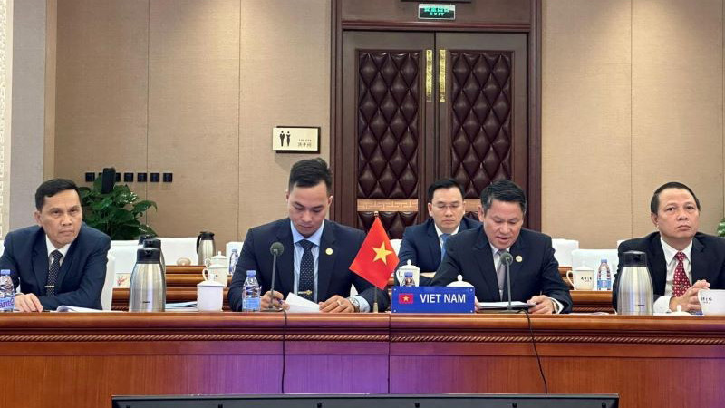Генерал-майор Нгуен Ван Виен выступает на конференции.
