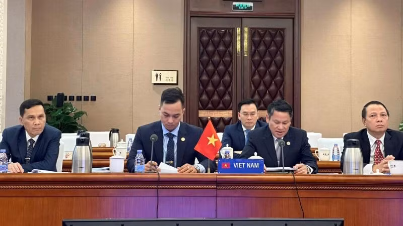 Генерал-майор Нгуен Ван Виен выступает на конференции.