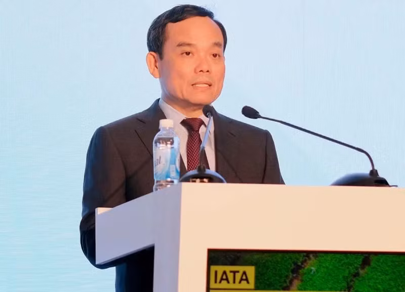 Вице-премьер Чан Лыу Куанг выступает с речью.