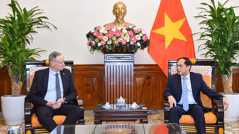 Министр иностранных дел Буй Тхань Шон (справа) и Посол Израиля во Вьетнаме Ярон Майер. Фото: baoquocte.vn