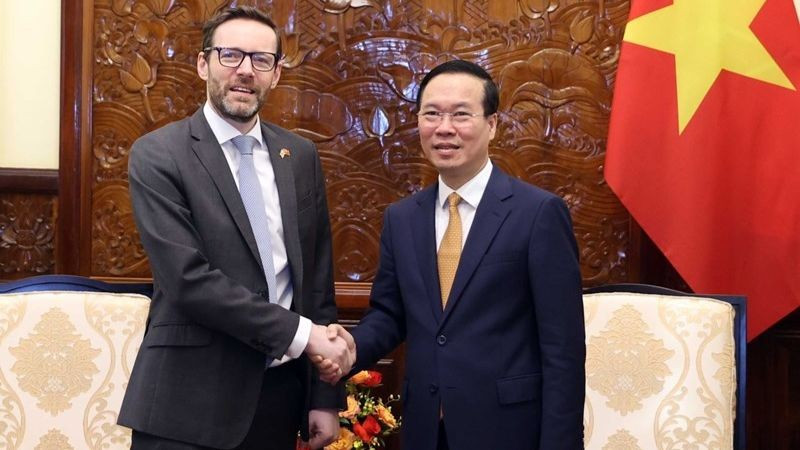 Президент Во Ван Тхыонг и Посол Великобритании во Вьетнаме Иэн Фрю. Фото: ВИА