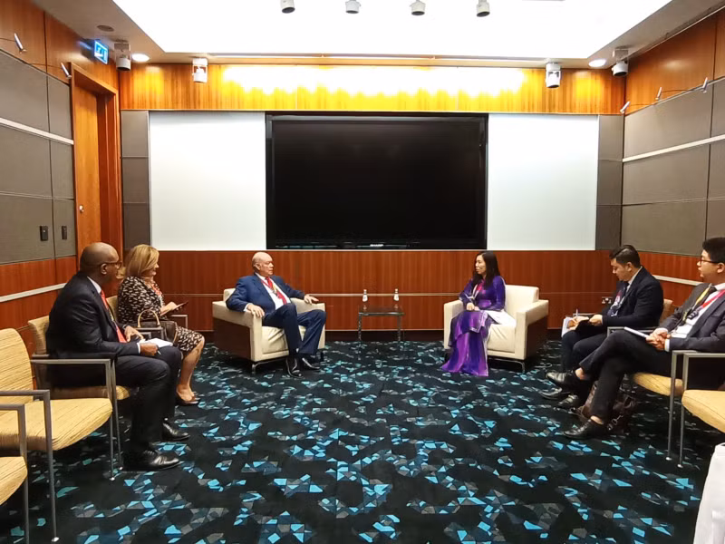 Заместитель министра иностранных дел Ле Тхи Тху Ханг на встрече с кубинской делегацией. Фото: МИД Вьетнама